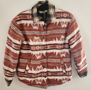 Southern Grace NWT Saddle Blanket Western Printed Jacket Red and White sz small